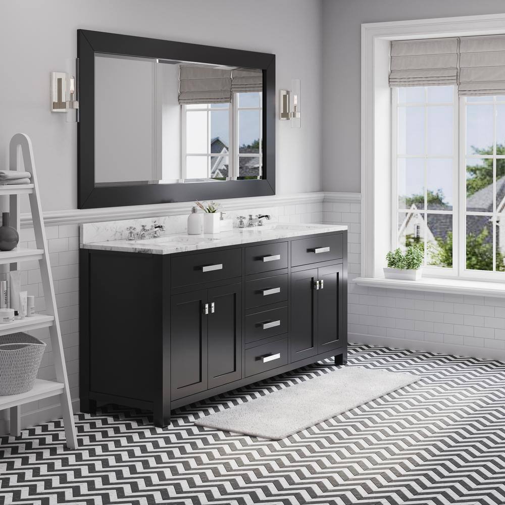 Madison 72" Espresso Double Sink Vanity with Carrara Marble Top