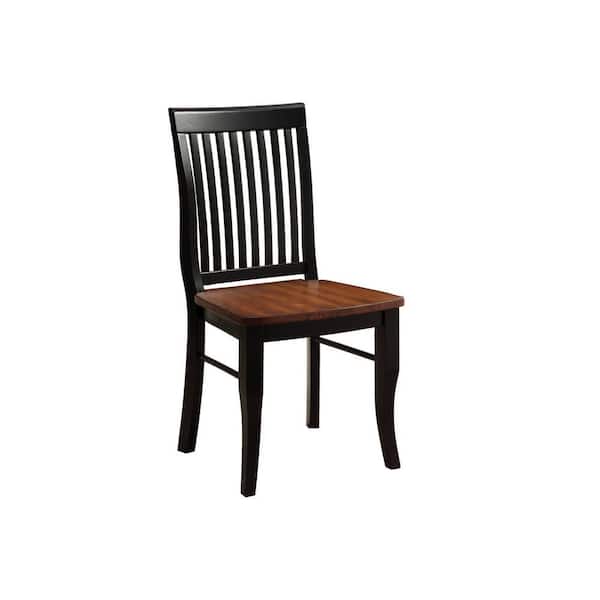 Furniture of America Scott Black and Oak Wood Ladder Back Dining Chair (Set of 2)