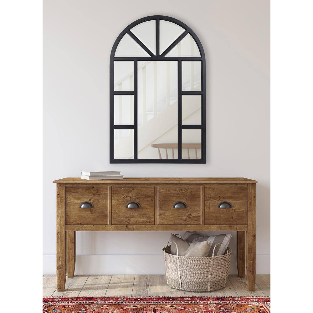 Hogan Rustic Full-Length Rectangular Wood Vanity Mirror, 40.75x28.5, Distressed Black