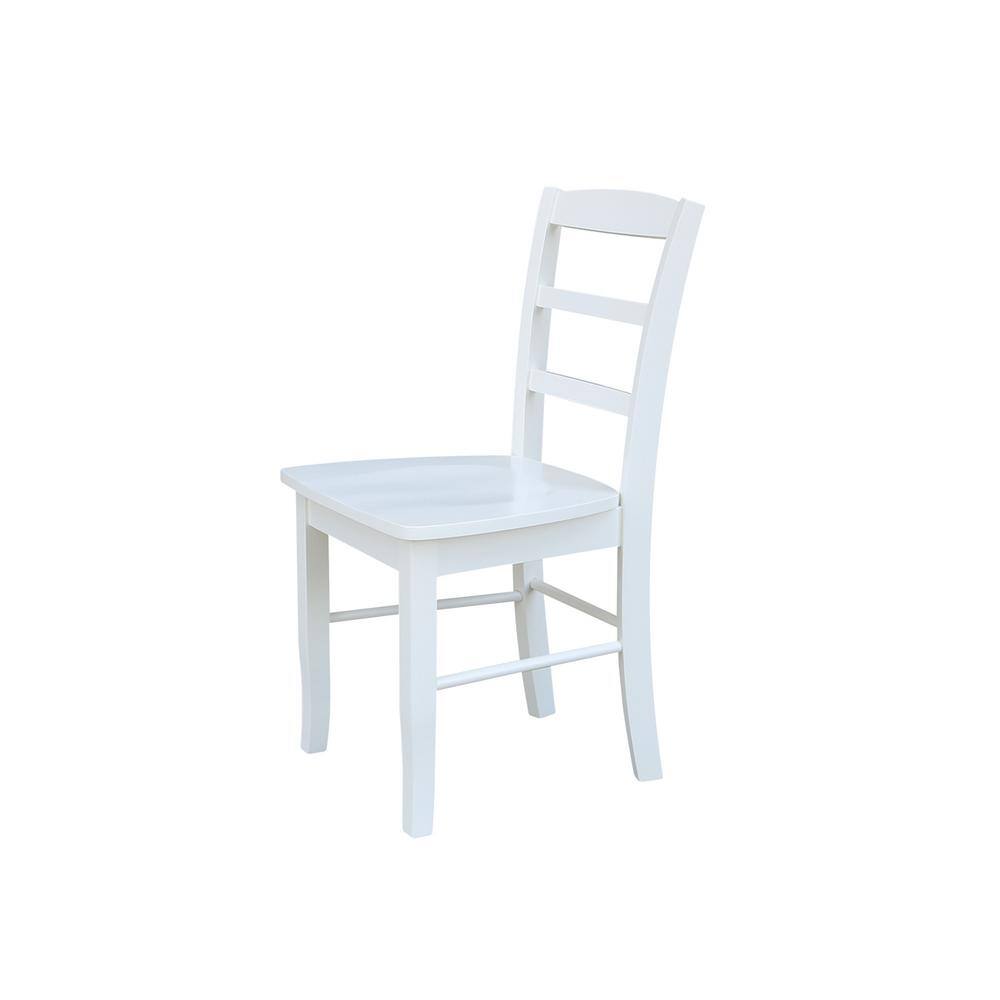 Elegant White Solid Parawood Ladderback Side Chair Set