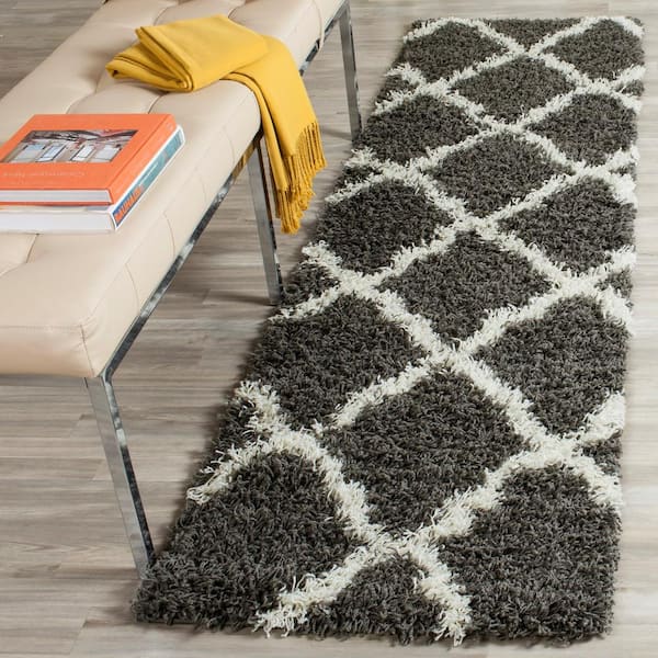 Townsend 2 ft. x 14 ft. Dark Gray/Ivory Geometric Runner Rug
