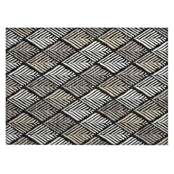 Chantille Machine Washable Indoor/Outdoor Abstract ACN2818 Black 2 ft. x 3 ft. Accent Rug