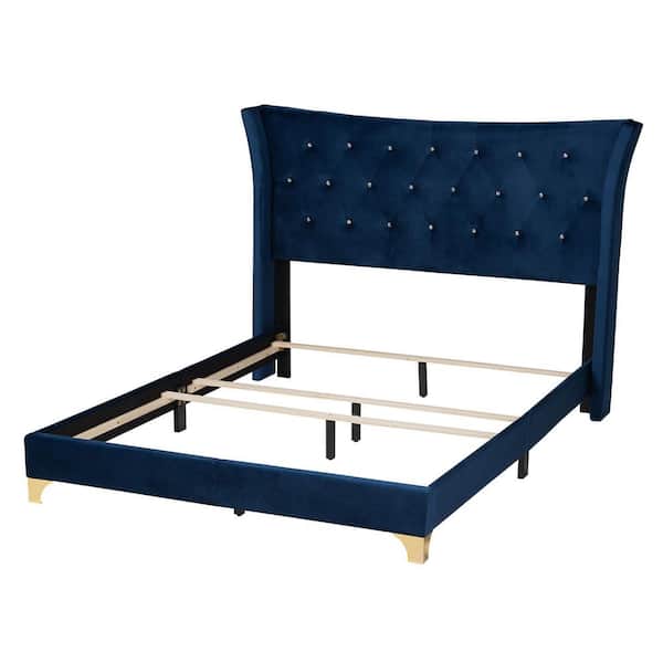 Ik was verrast Sporten symbool Baxton Studio Easton Blue Queen Panel Bed 220-12855-HD - The Home Depot