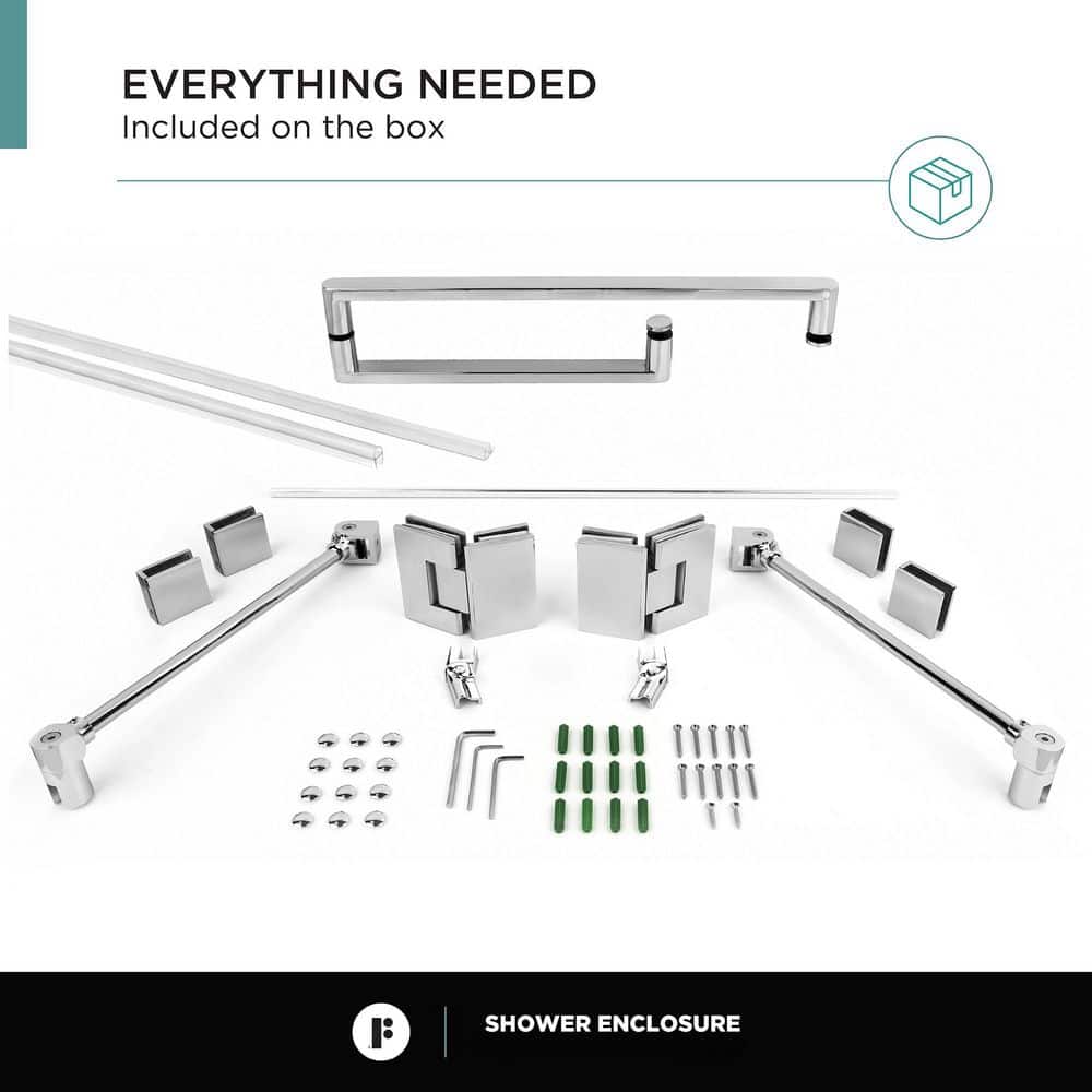32" Polished Chrome Frameless Tempered Glass Neo Angle Shower Enclosure