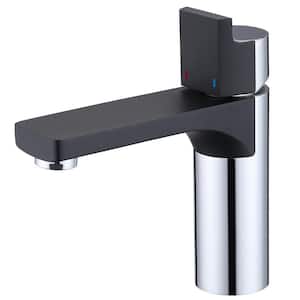 Single Hole Single-Handle Bathroom Faucet in Matte Black & Polished Chrome