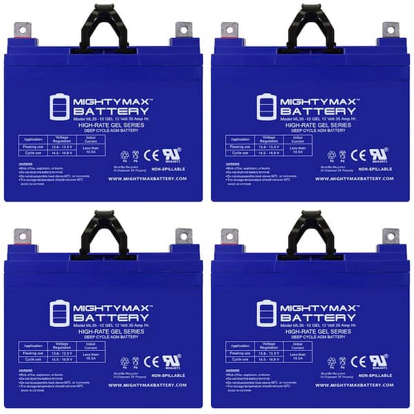 MIGHTY MAX BATTERY 12-Volt 35AH GEL NB Replacement Battery Compatible with Deka 8GU1 - 4 Pack