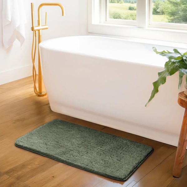 Ultra Soft 34 in. x 21 in. Sage Plush Bath Mat