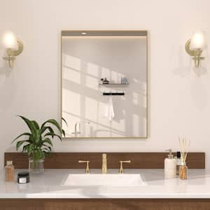 Sight 24 in. W. x 30 in. H Rectangular Framed Wall Bathroom Vanity Mirror in Brushed Gold