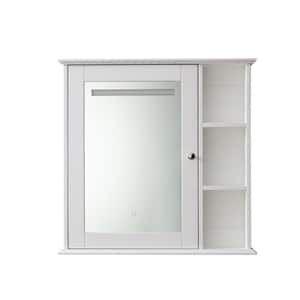 30 in. W x 6.3 in. D x 29.5 in. H Bathroom Storage Wall Cabinet in Mirror and 4-Shelves, 2-Adjustable Shelves, White