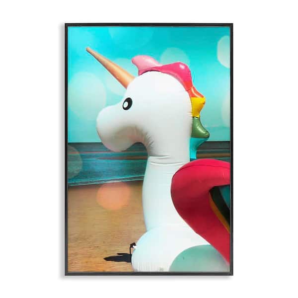 Stupell Industries Unicorn Basking in Bokeh by Graffi*tee Studios Black Framed Fantasy Giclee Art Print 18 in. x 12 in.