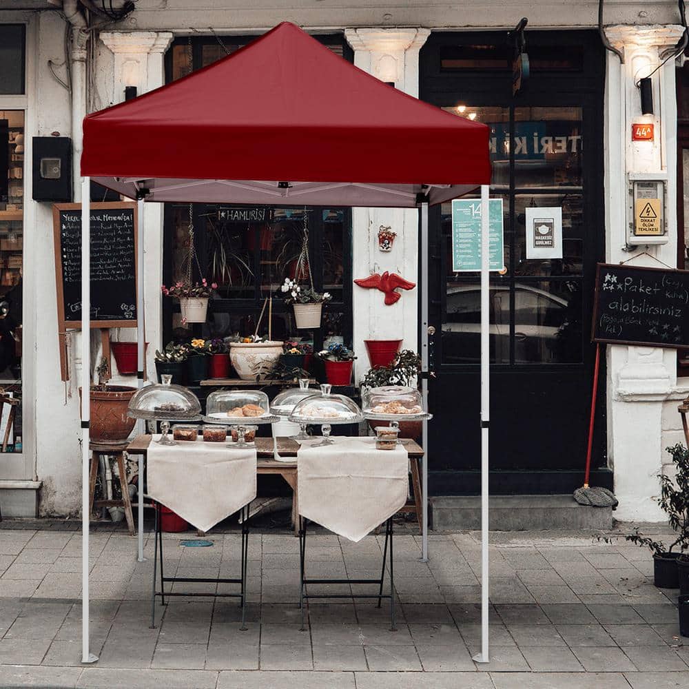 5 ft. x 5 ft. Burgundy Portable Instant Pop Up Canopy with Carry Bag, Adjustable Height, for Beach, Sports and Camping price history on PriceWatchPro