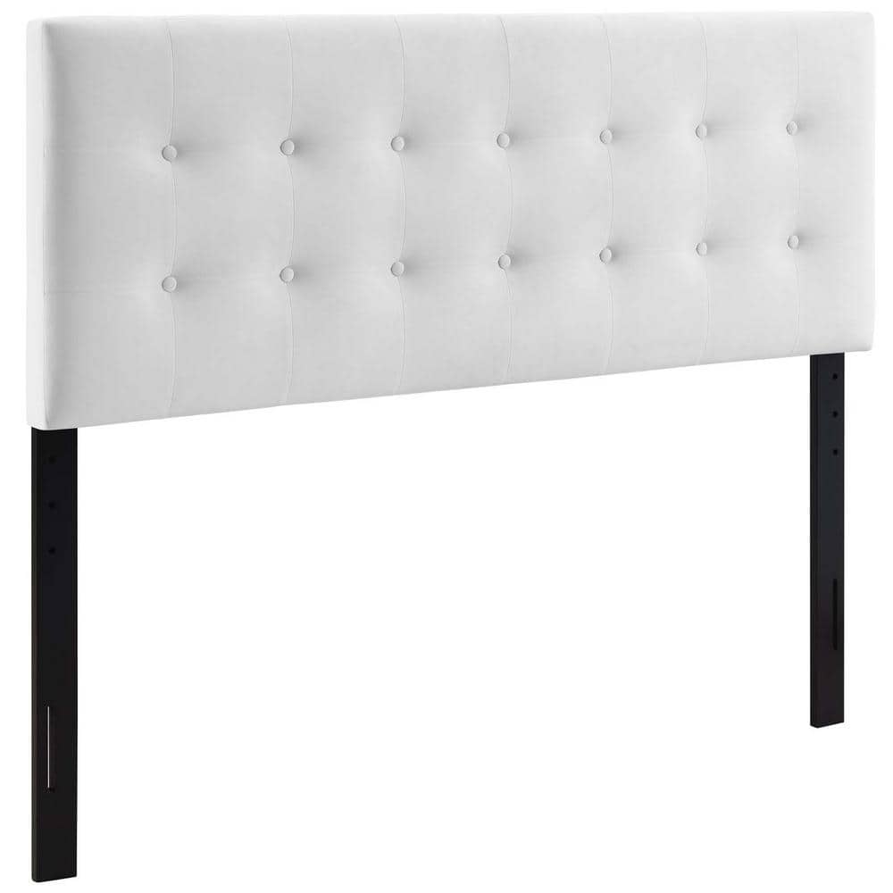 Emily White Faux Leather Tufted Full Headboard