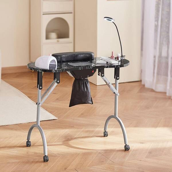SKYSHALO Portable Manicure Table, 15.75 in. Rectangular, White