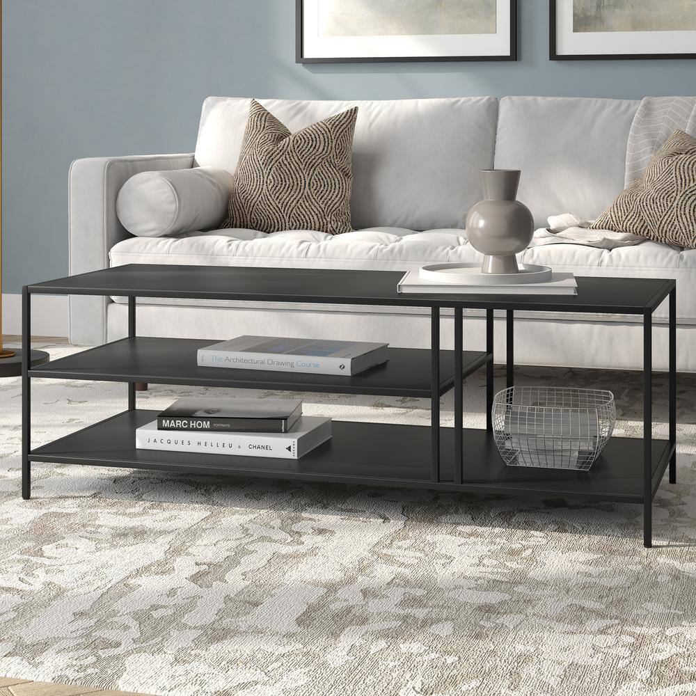 Modern Blackened Bronze Steel Rectangular Coffee Table