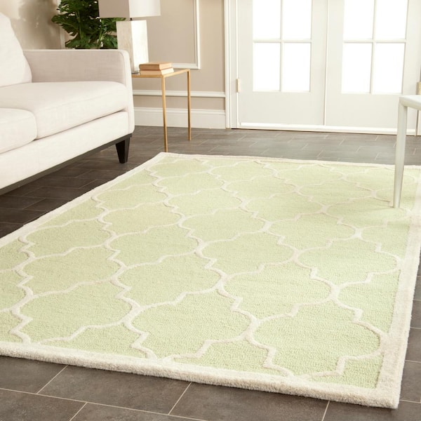 Cambridge Light Green/Ivory Doormat 3 ft. x 4 ft. Border Geometric Trellis Area Rug