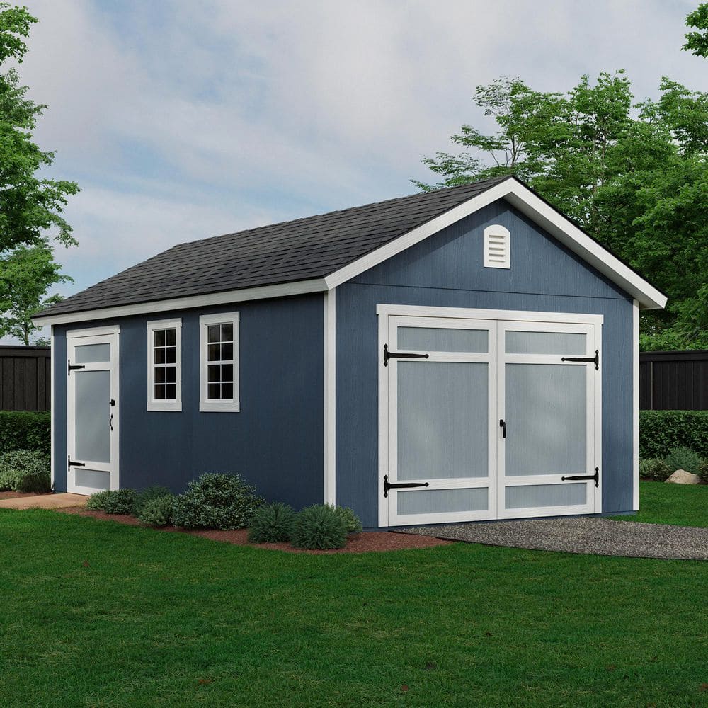 Cedarhill 12' x 20' Blue and White Wood Storage Shed Kit