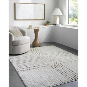 Galey Alix x Livabliss Architect IV Modern Geometric Area Rug, 9'2 in. x 12' (9' x 12'), Ivory/Dark Brown Stripe