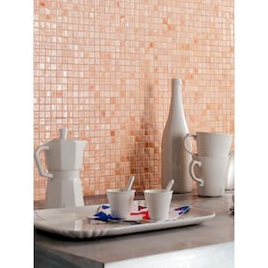 Skosh 11.6 in. x 11.6 in. Glossy Shimmer Beige Glass Mosaic Wall and Floor Tile (18.69 sq. ft./case) (20-pack)