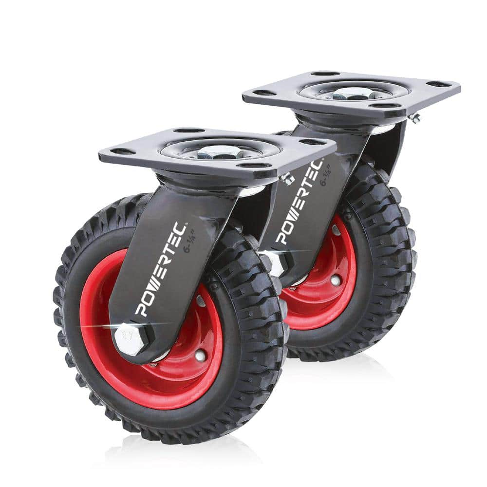 6 in. Swivel Plate Caster Wheels, Heavy-Duty Industrial Plate Casters with Rubber Knobby Tread (2-Pack) price history on PriceWatchPro