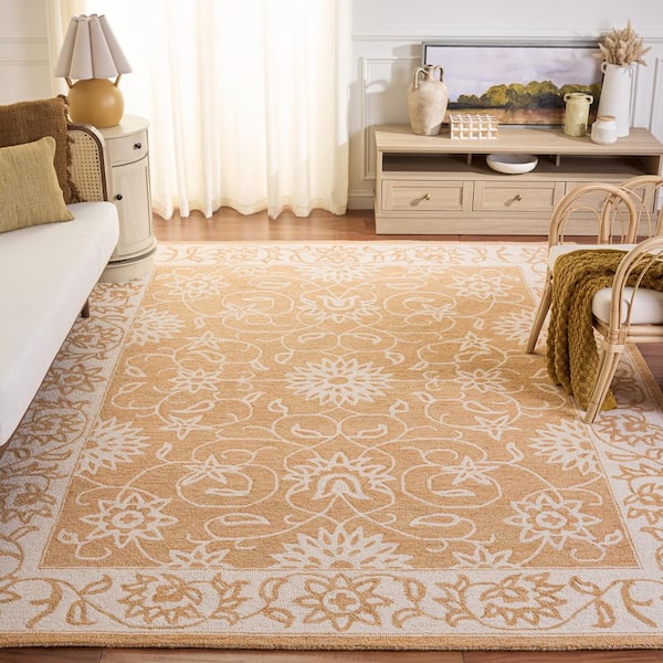 Jardin 8 ft. x 10 ft. Yellow/Ivory Border Floral Area Rug