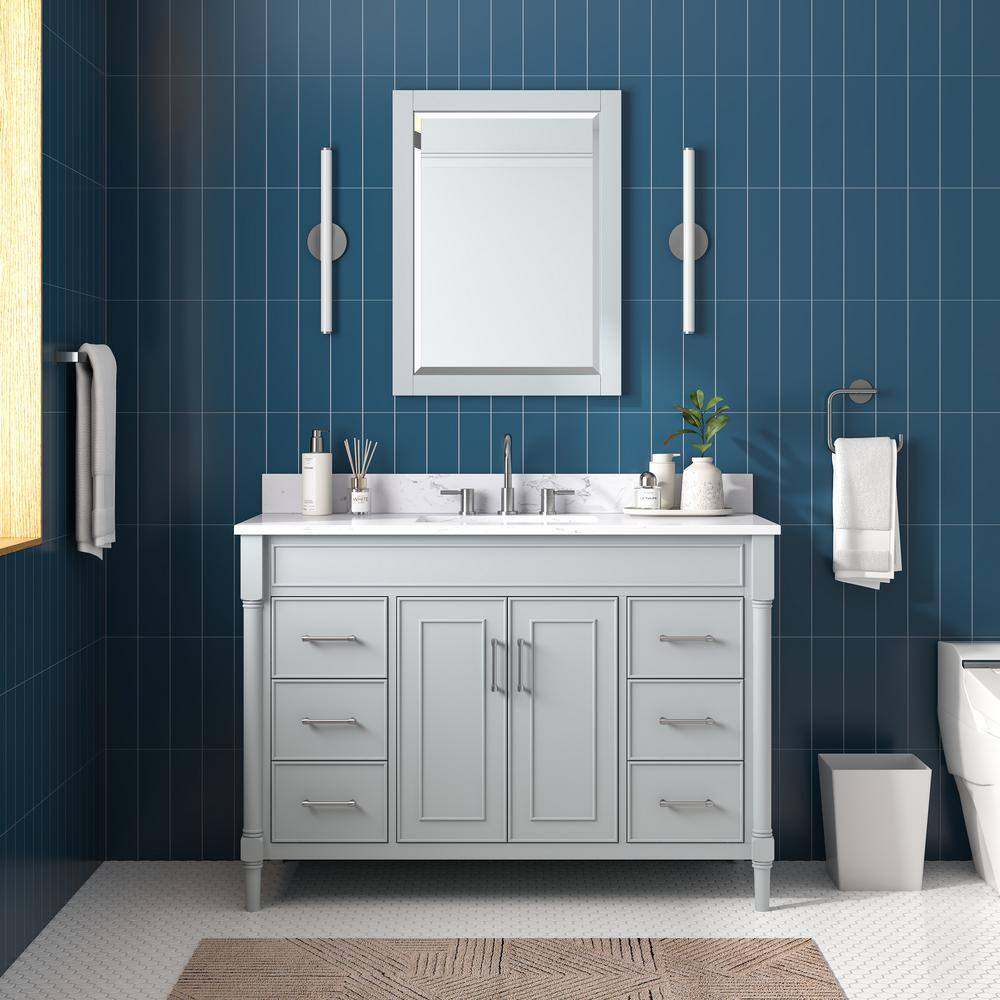 Light Gray 49'' Single Bathroom Vanity with Engineered Stone Top