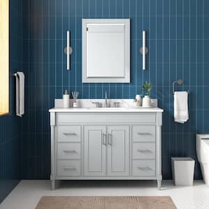 Bristol 49 in. W x 22 in. D x 35 in. H Single Sink Bath Vanity Combo in Light Gray finish with Cala White Engineered Top