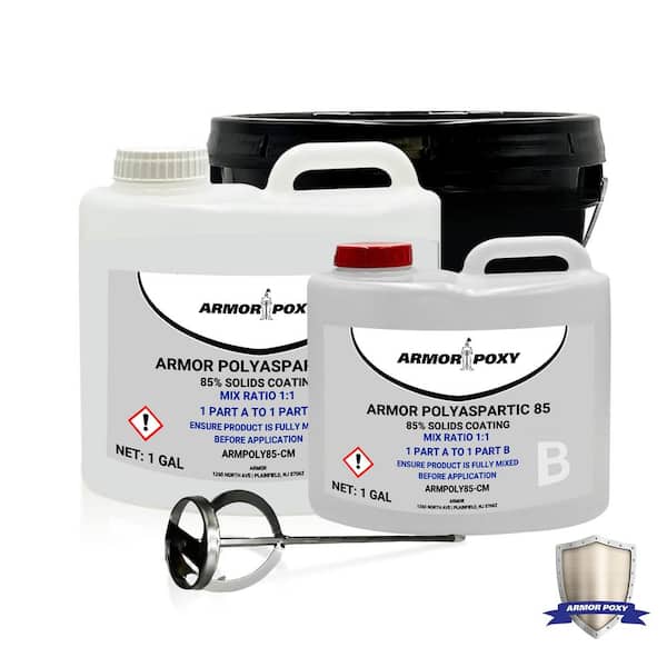 ARMORPOXY 2 Gal. Clear Gloss 2 Part Epoxy Polyaspartic Interior/Exterior, Concrete Basement and Garage Floor Paint