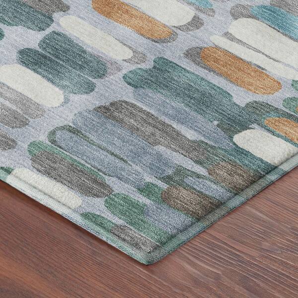 Mayfield Premium Machine Washable Abstract AMF2349 Teal 2 ft. x 3 ft. Accent Rug