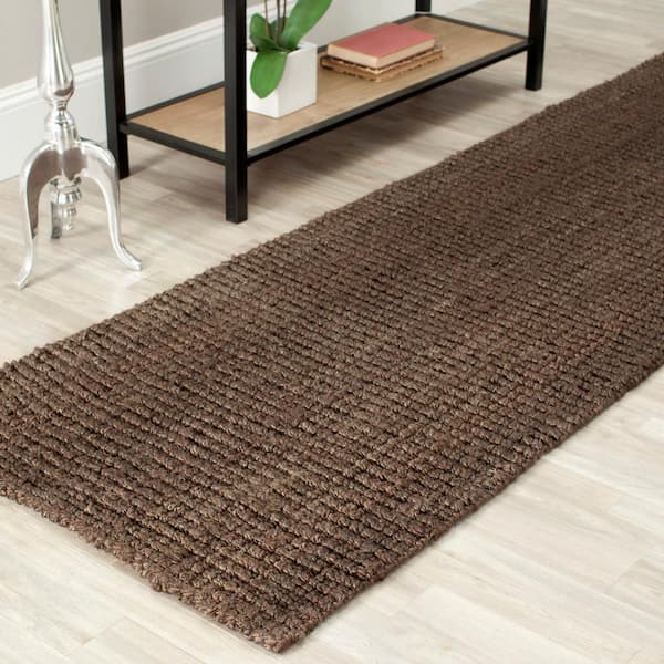 Natural Fiber Brown 3 ft. x 8 ft. Woven Crosstitch Runner Rug