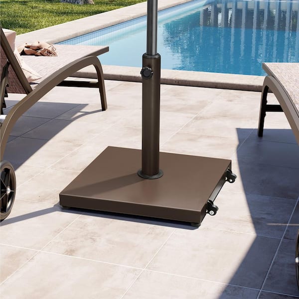 26 lbs patio umbrella base in brown Outsunny Sturdy Bronze for Any Outdoor Durable steel panels are treated with a quality powder coating to prevent rust and ensure years of enjoyment;MULTIPLE DRAINAGE HOLES Crestlive Products 40 lbs. Concrete