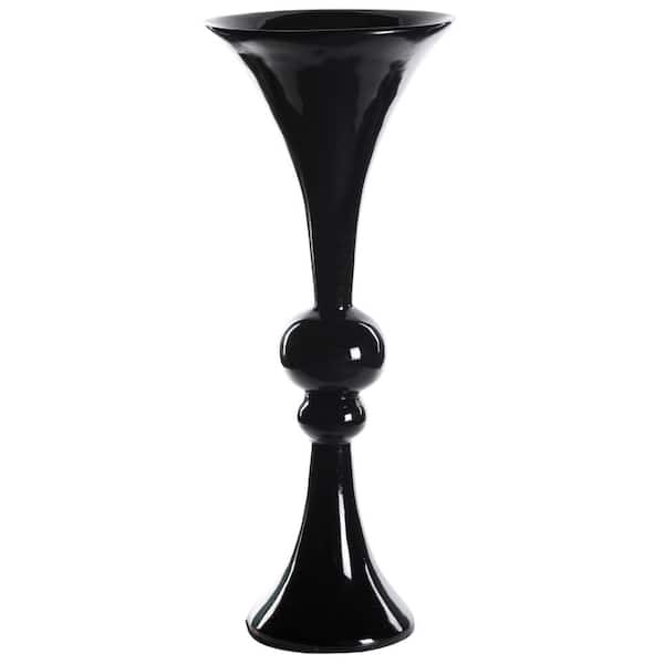 Uniquewise 24 in. Black Decorative Wedding Centerpiece Modern Trumpet Vase