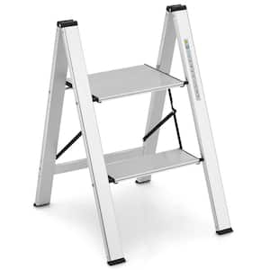 330 lb. Load Capacity Reach Height 2 ft.Type IA Duty Rating Folding Aluminum 2-Step Ladder with Non-Slip Pedal,Footpads