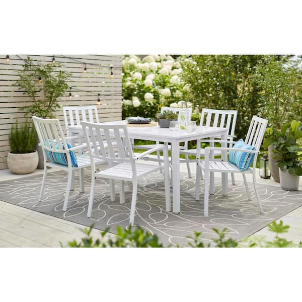 Stylewell Mix And Match Lattice White, White Patio Dining Tables