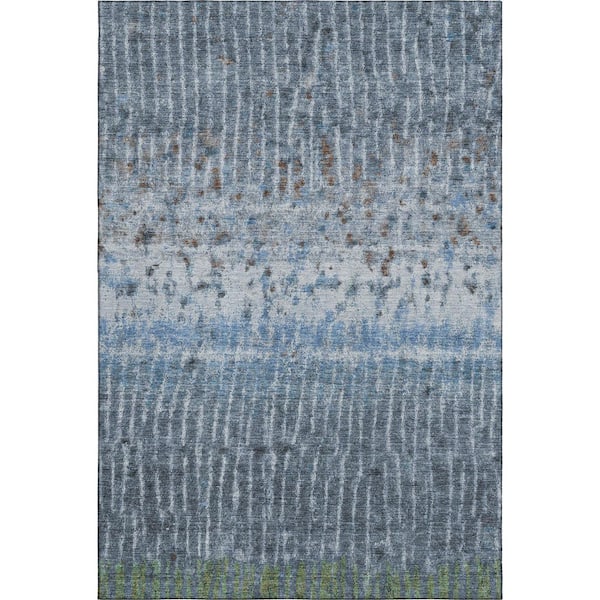 Mayfield Premium Machine Washable Abstract AMF2406 Blue 3 ft. x 5 ft. Area Rug