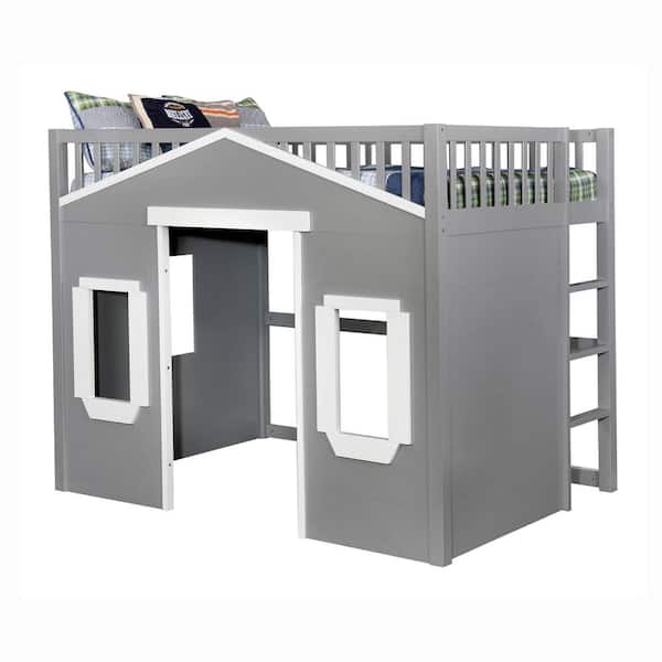 Furniture of America Hyperion Gray and White Wood Full Loft Bed