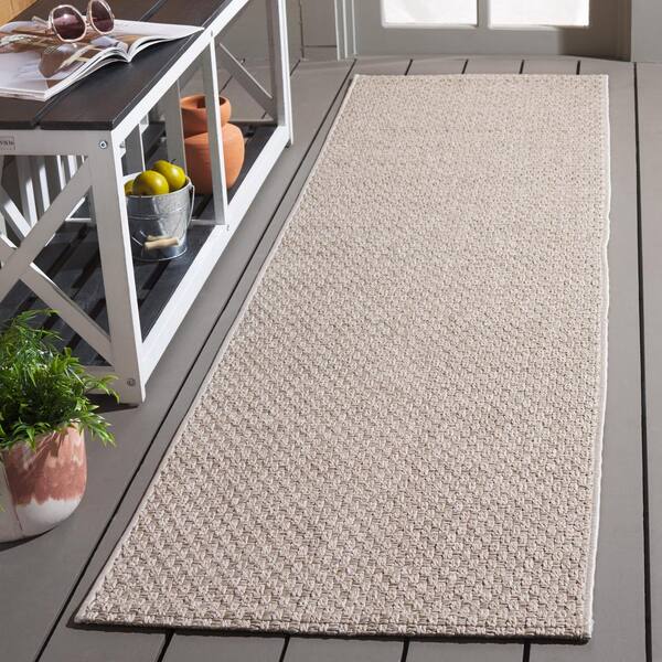 Sisal All-Weather 2 x 11 Beige Ribbed Runner Rug
