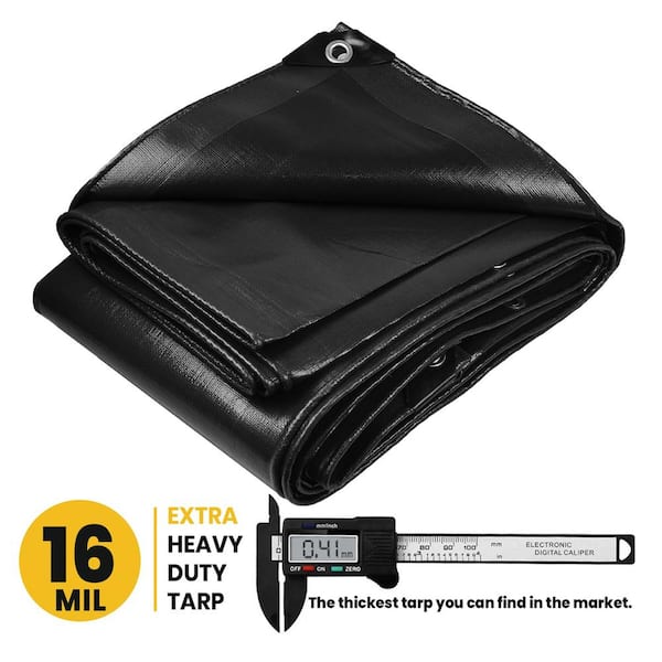 PROTARP 10 ft. x 12 ft. Black 16 Mil Heavy Duty Polyethylene Tarp