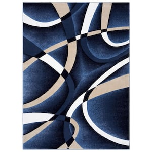 Luxe Weavers Victoria Collection Area Rug 2305 Navy 8x11