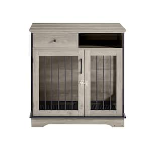 Dog Crate Furniture Dog Kennel Equipped Flip-up Top Opening Decorative Pet Crate Dog House with removable trays in Grey