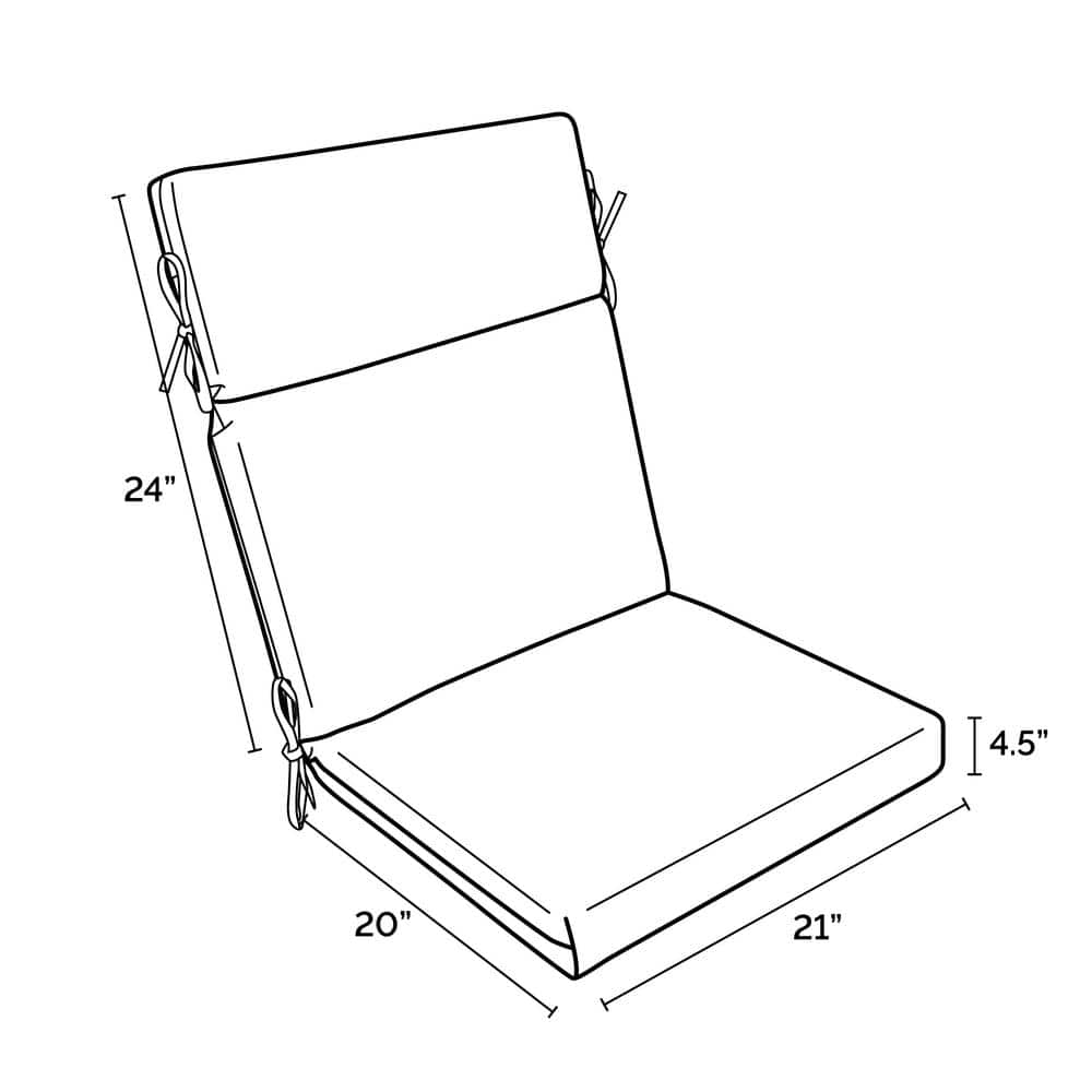 Tan Polyester Outdoor Dining Chair Cushion with Headrest