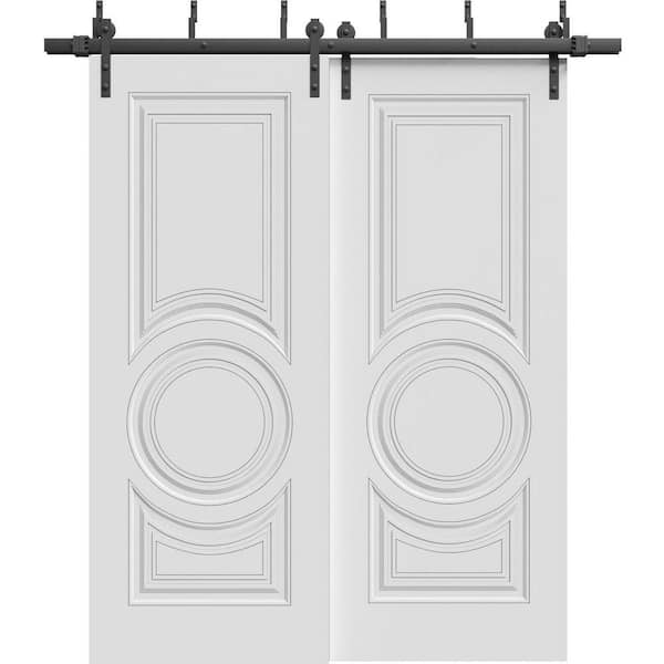 7855 48 in. x 96 in. Sold Core White Enamel Color Wood Sliding Barn Door with Hardware Kit