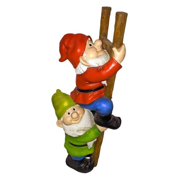 Design Toscano 12 in. H Up the Ladder Climbing Garden Gnome Statue
