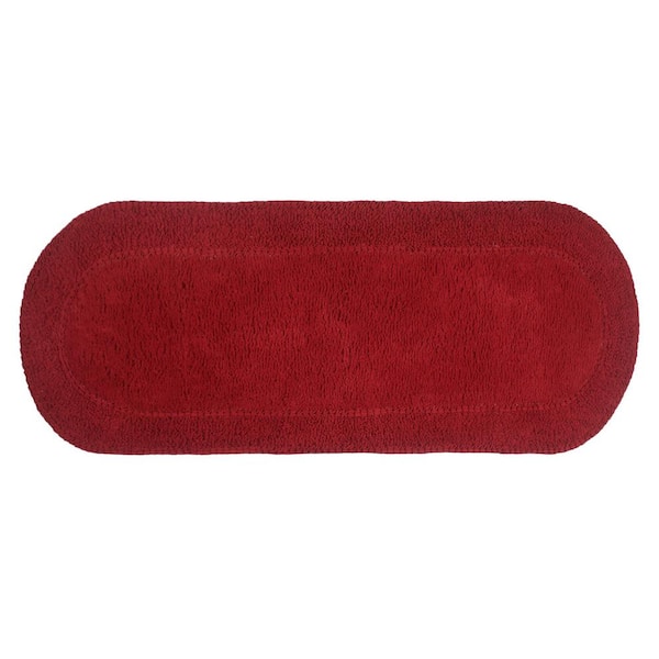Double Ruffle Collection 100% Cotton Bath Rugs Set, 21x54 Runner, Red