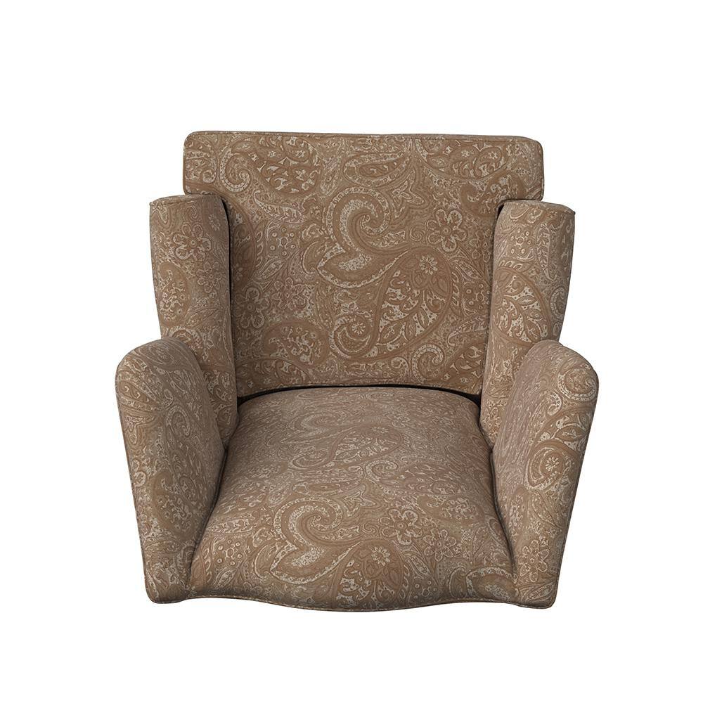 Paisley Cream Microfiber Handcrafted Wingback Accent Chair