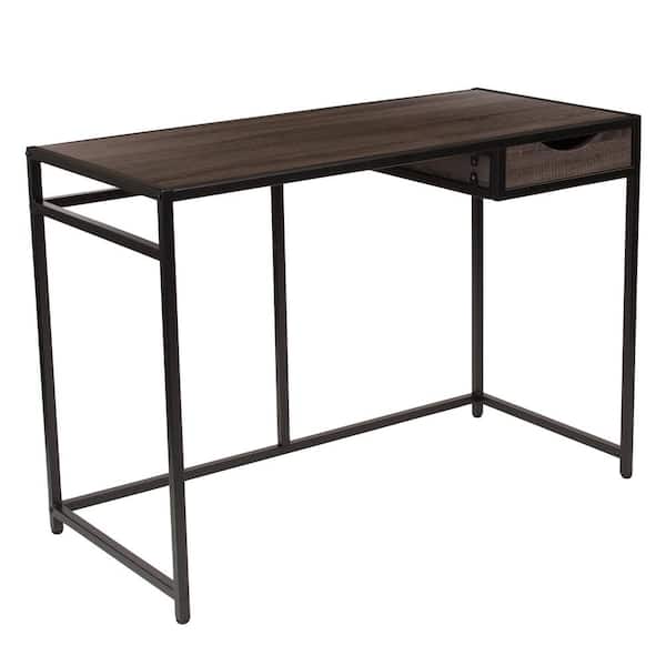 Carnegy Avenue 42 in. Rectangular Driftwood 1-Drawer Writing Desks with Built-In Storage