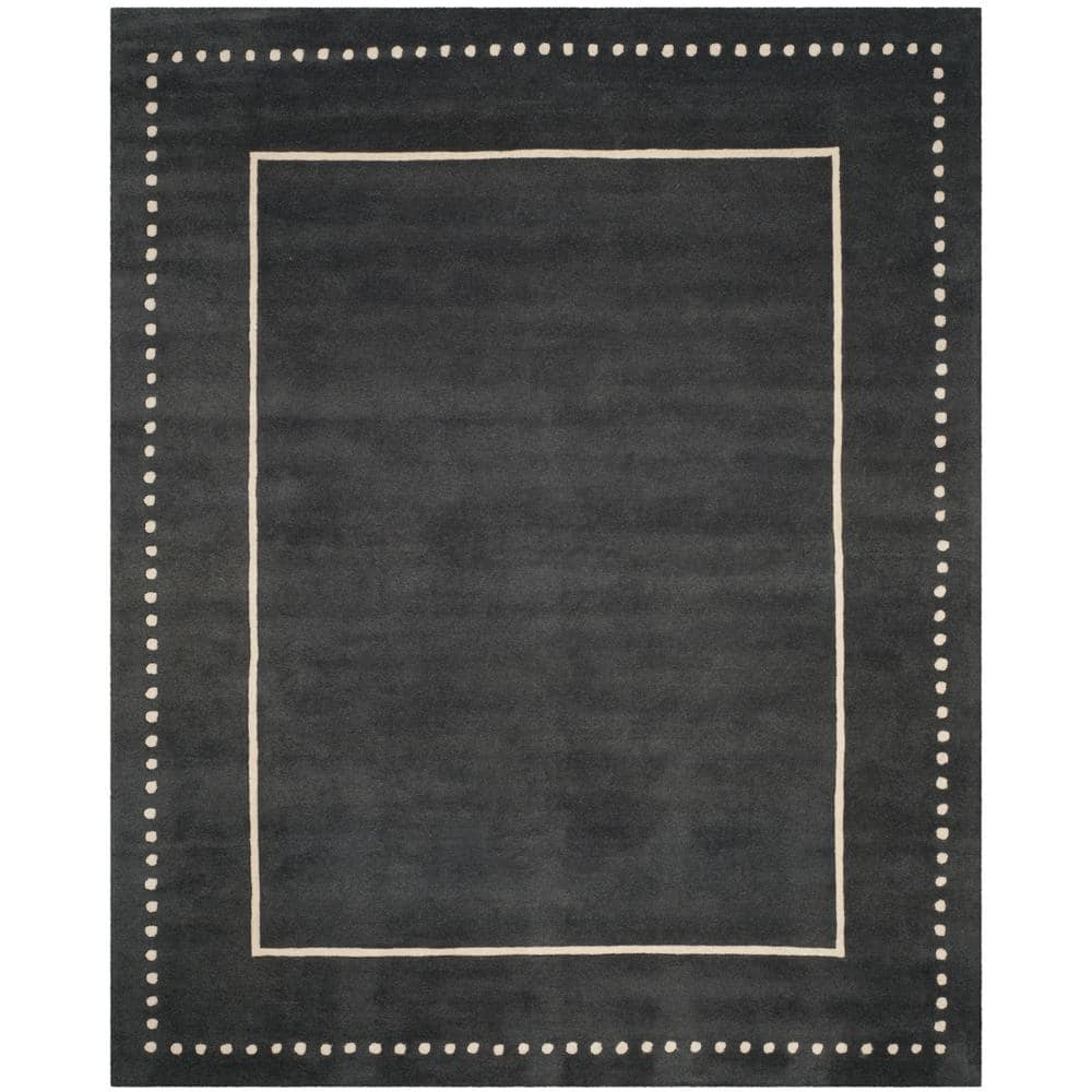 SAFAVIEH Bella Dark Gray/Ivory 10 ft. x 14 ft. Dotted Border Area Rug