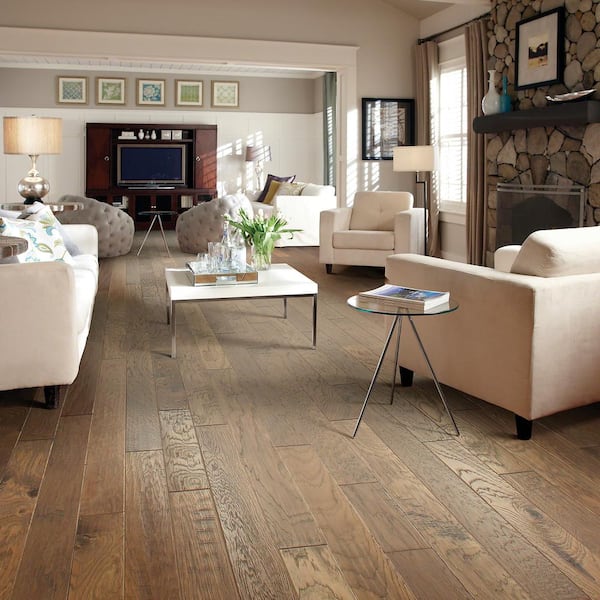 Shaw Canyon Bison Hickory 3/8 In. T X 5 in. W Tongue and Groove Scraped Engineered Hardwood Flooring (23.66 sq.ft./case)