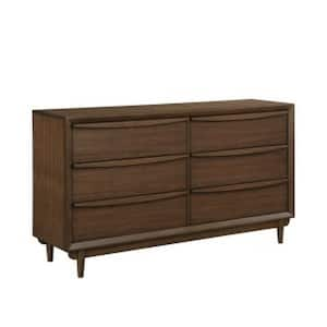 Brown 6-Drawer 62 in. Wide Dresser Without Mirror