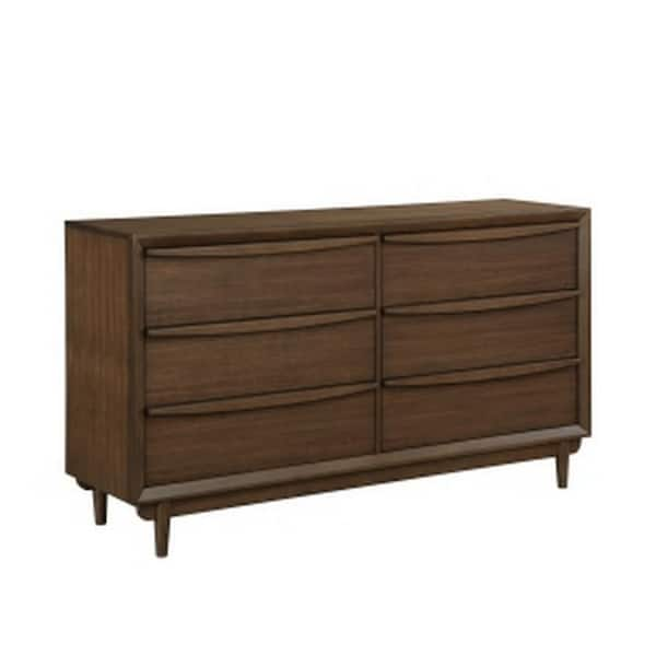 Benjara Brown 6-Drawer 62 in. Wide Dresser Without Mirror BM313327 ...