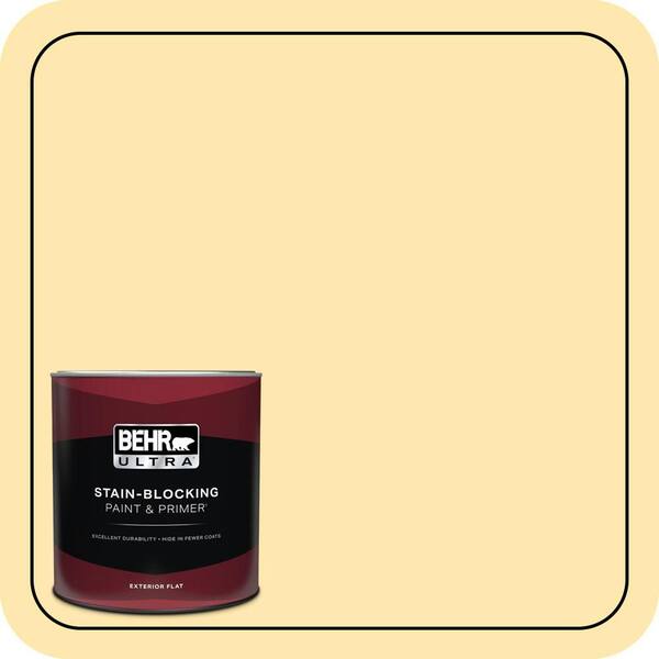 BEHR ULTRA 1 qt. #350B-4 Lemon Souffle Flat Exterior Paint & Primer